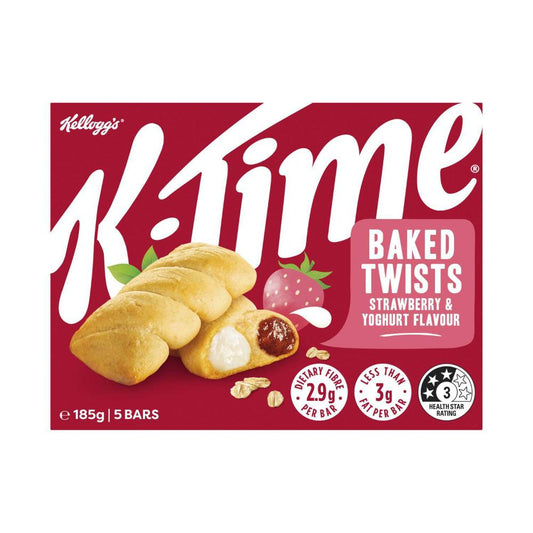 Kellogg's K-time Baked Twists Strawberry & Yoghurt Flavour Filled Snack Bars 5 Pack - 185g