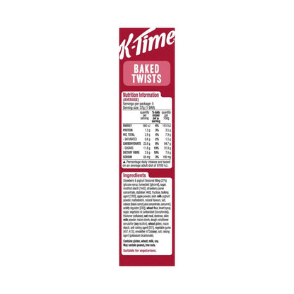 Kellogg's K-time Baked Twists Strawberry & Yoghurt Flavour Filled Snack Bars 5 Pack - 185g
