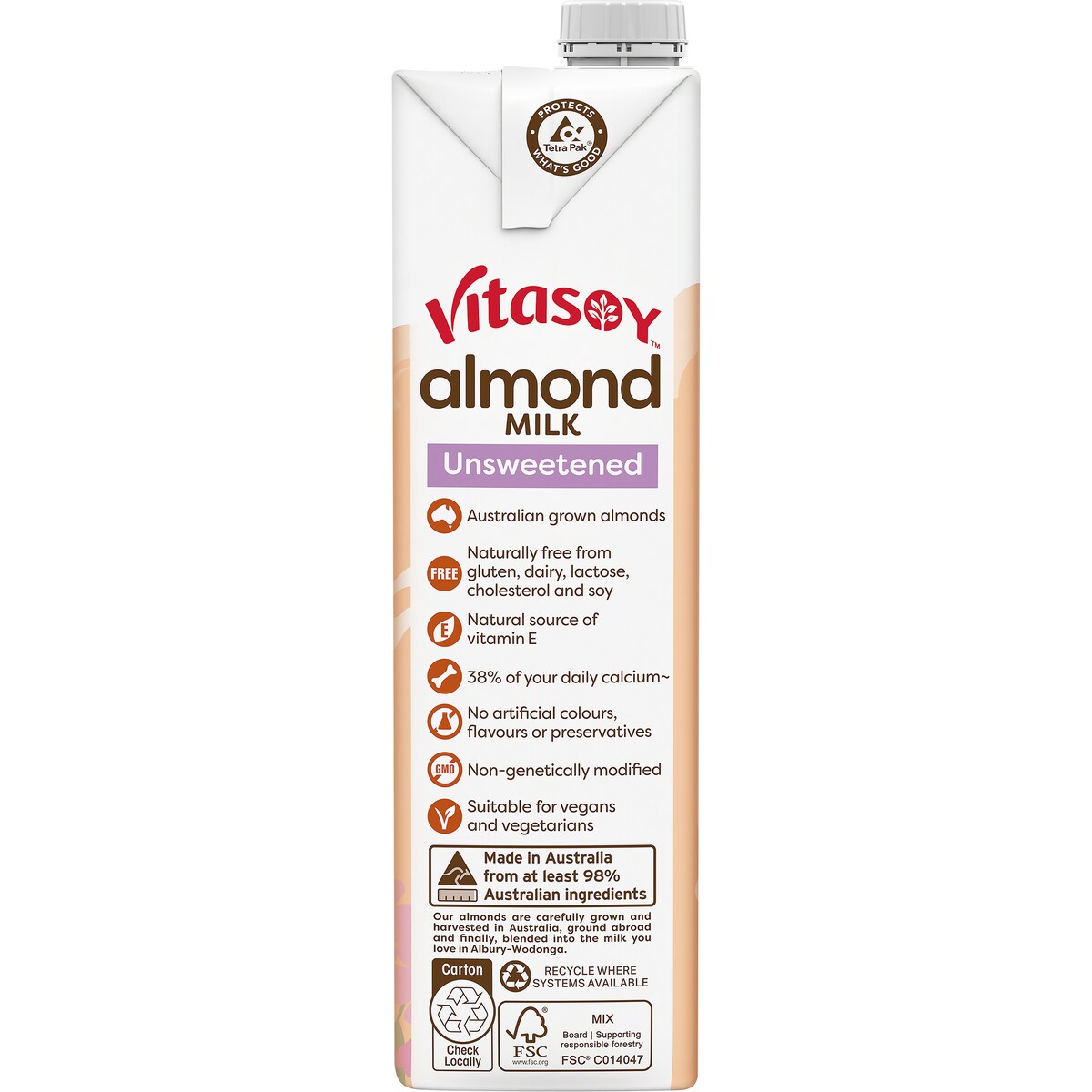 Vitasoy Almond Milk Unsweetened 1l