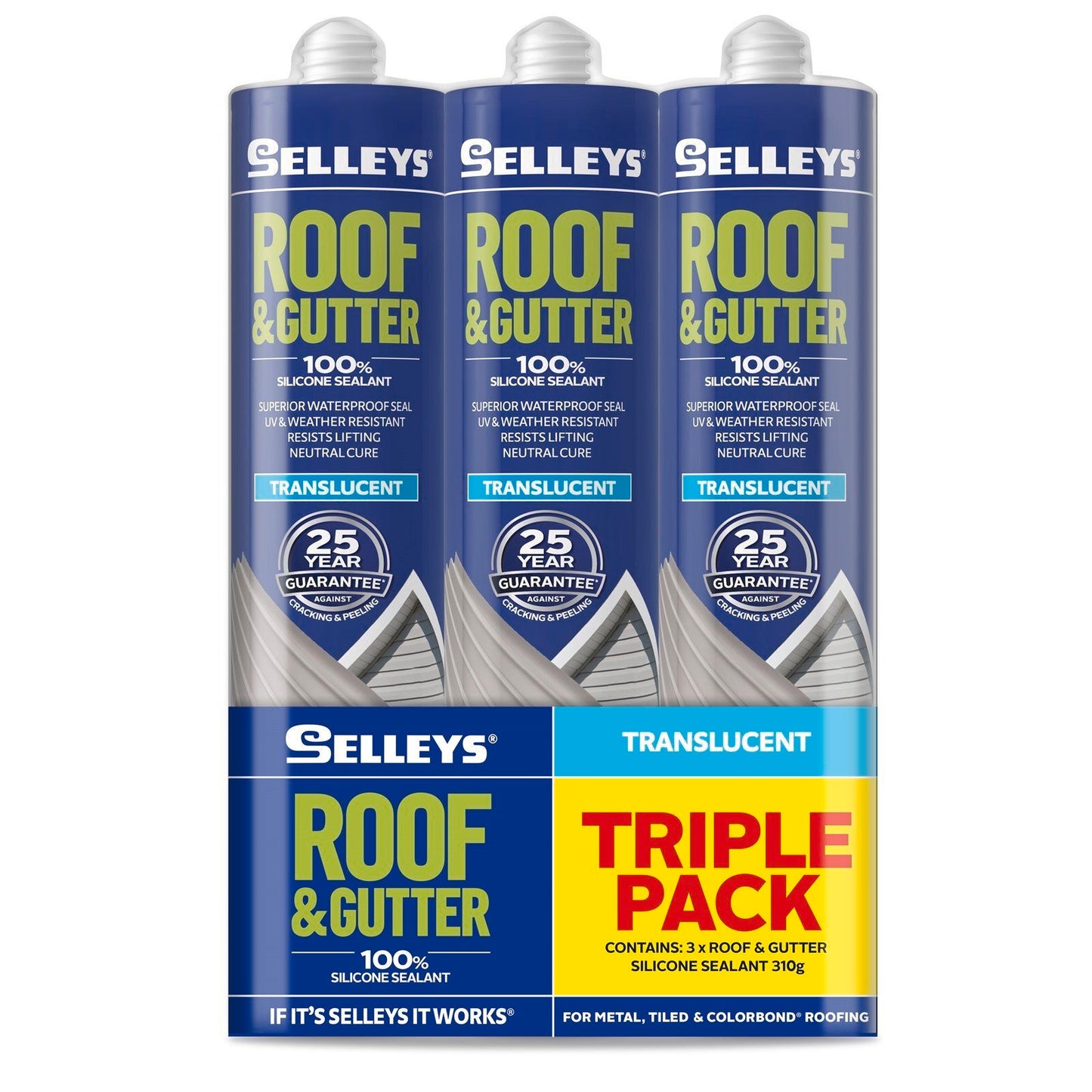 Selleys Roof & Gutter Silicone - 310g - 3 Pack