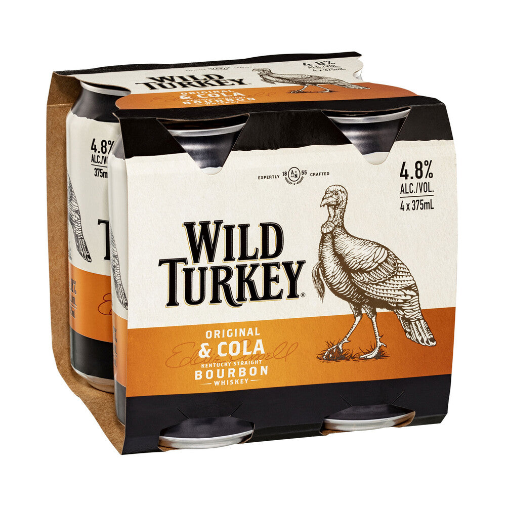 Wild Turkey & Cola Can 375ml - 4 Pack