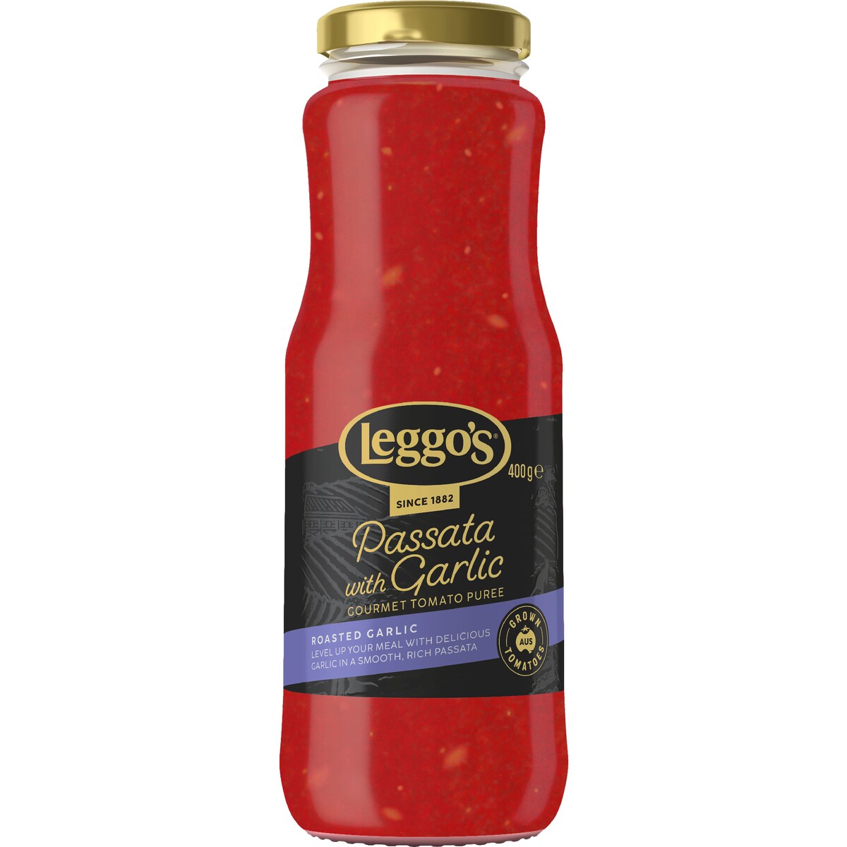 Leggo's Gourmet Rich Australian Tomato Passata Puree Roasted Garlic 400g