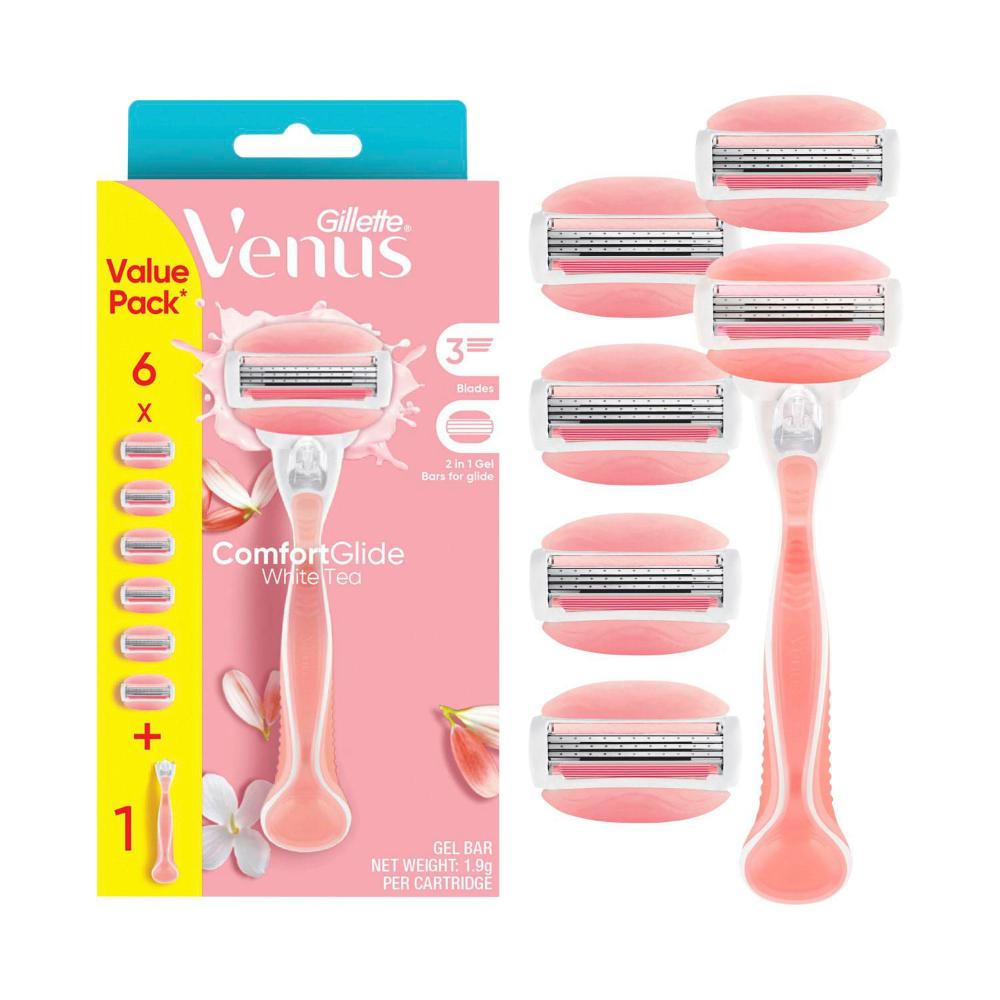 Gillette Venus Comfort Glide White Tea Razor Kit With 6 Blades - 1 Each