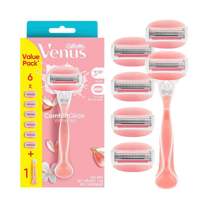 Gillette Venus Comfort Glide White Tea Razor Kit With 6 Blades - 1 Each