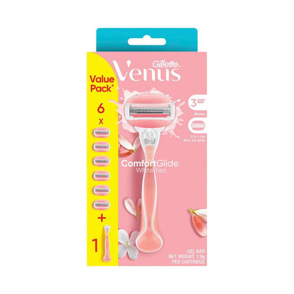 Gillette Venus Comfort Glide White Tea Razor Kit With 6 Blades - 1 Each
