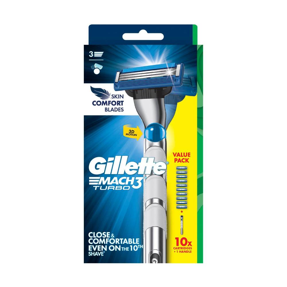 Gilette March 3 Turbo Starter Kit Handle + 10 Blade Refills - 1 Each