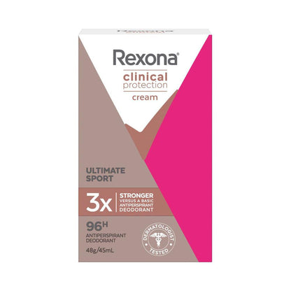 Rexona Women Clinical Protection Deodorant Cream 96hr Antiperspirant Ultimate Sport - 45mL