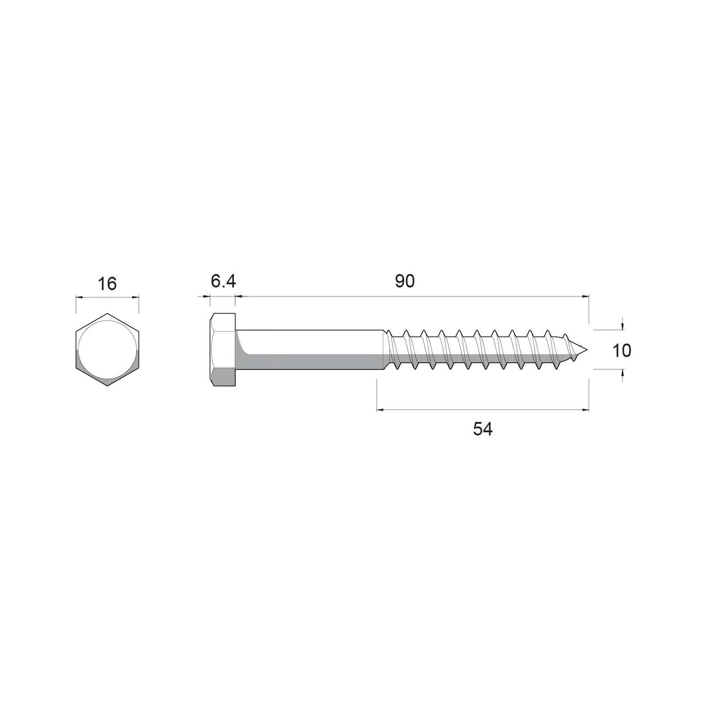 Zenith Hot Dip Galvanised Hex Head Coach Screws - M10 x 90mm - 25 Pack