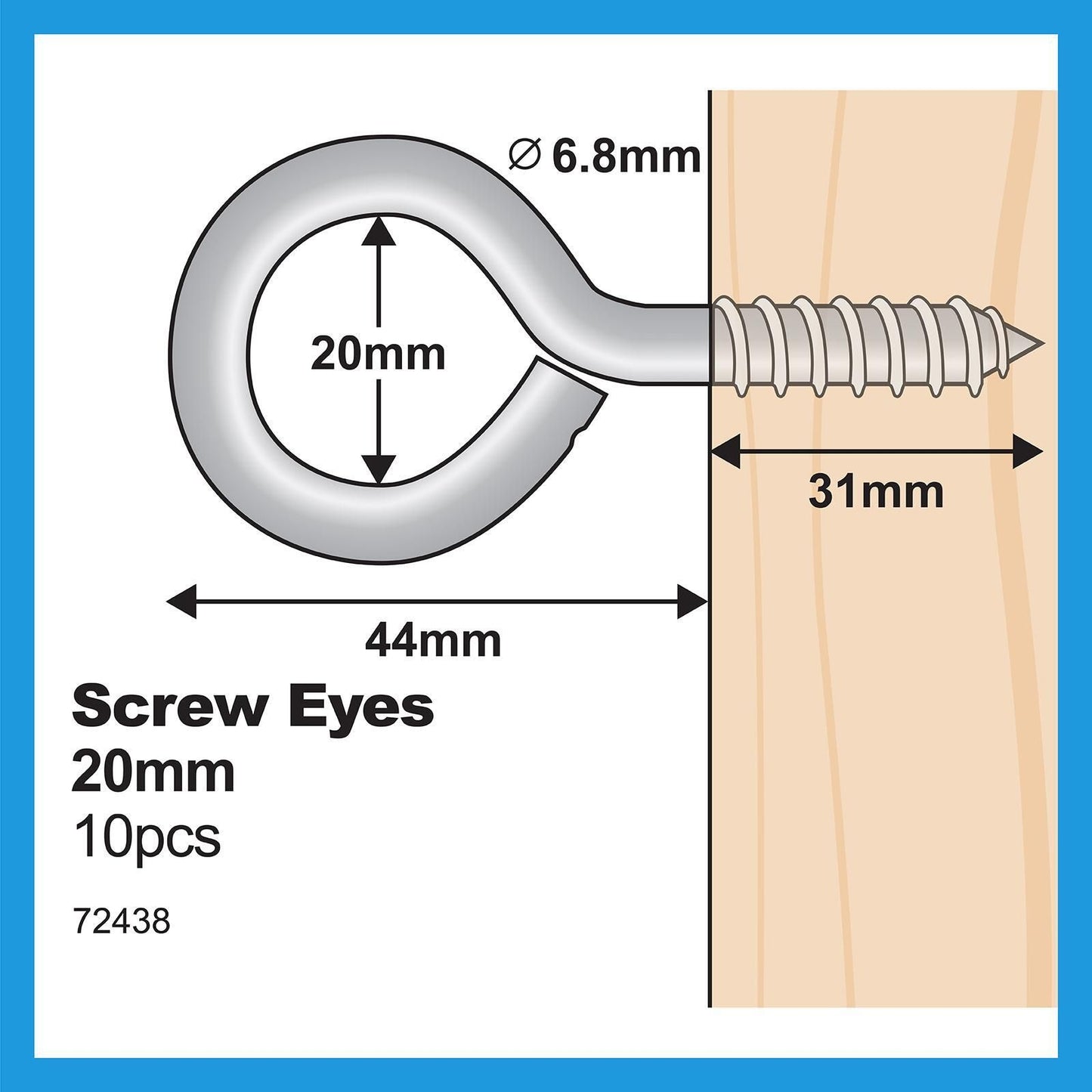 Everhang Screw Eye Hook - 20mm - 10 Pack