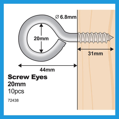 Everhang Screw Eye Hook - 20mm - 10 Pack