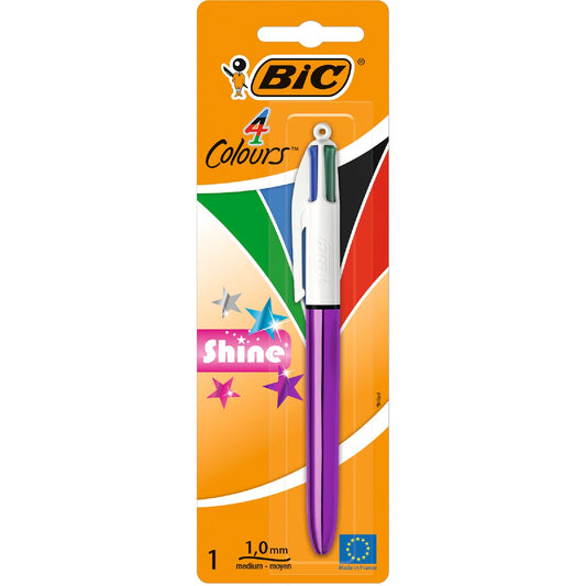 Bic 4 Colour Shine Ballpoint Pen Assorted Each
