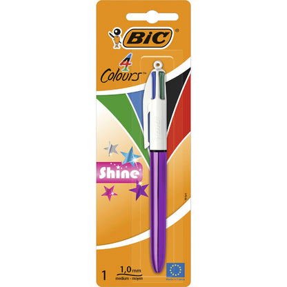 Bic 4 Colour Shine Ballpoint Pen Assorted Each