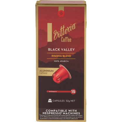 Vittoria Black Valley Nespresso Compatible Coffee Capsules 10 Pack