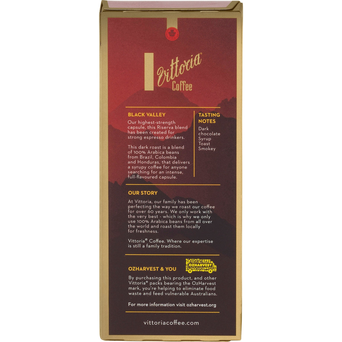 Vittoria Black Valley Nespresso Compatible Coffee Capsules 10 Pack