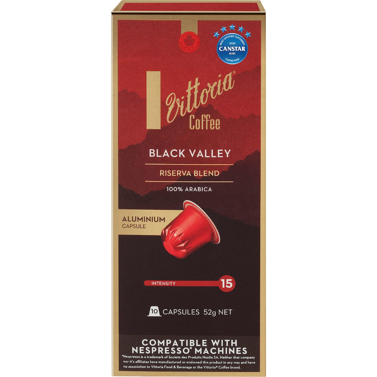 Vittoria Black Valley Nespresso Compatible Coffee Capsules 10 Pack