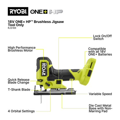 Ryobi HP Barrel Grip Jigsaw - 18V ONE+ - 3200 SPM - Tool Only