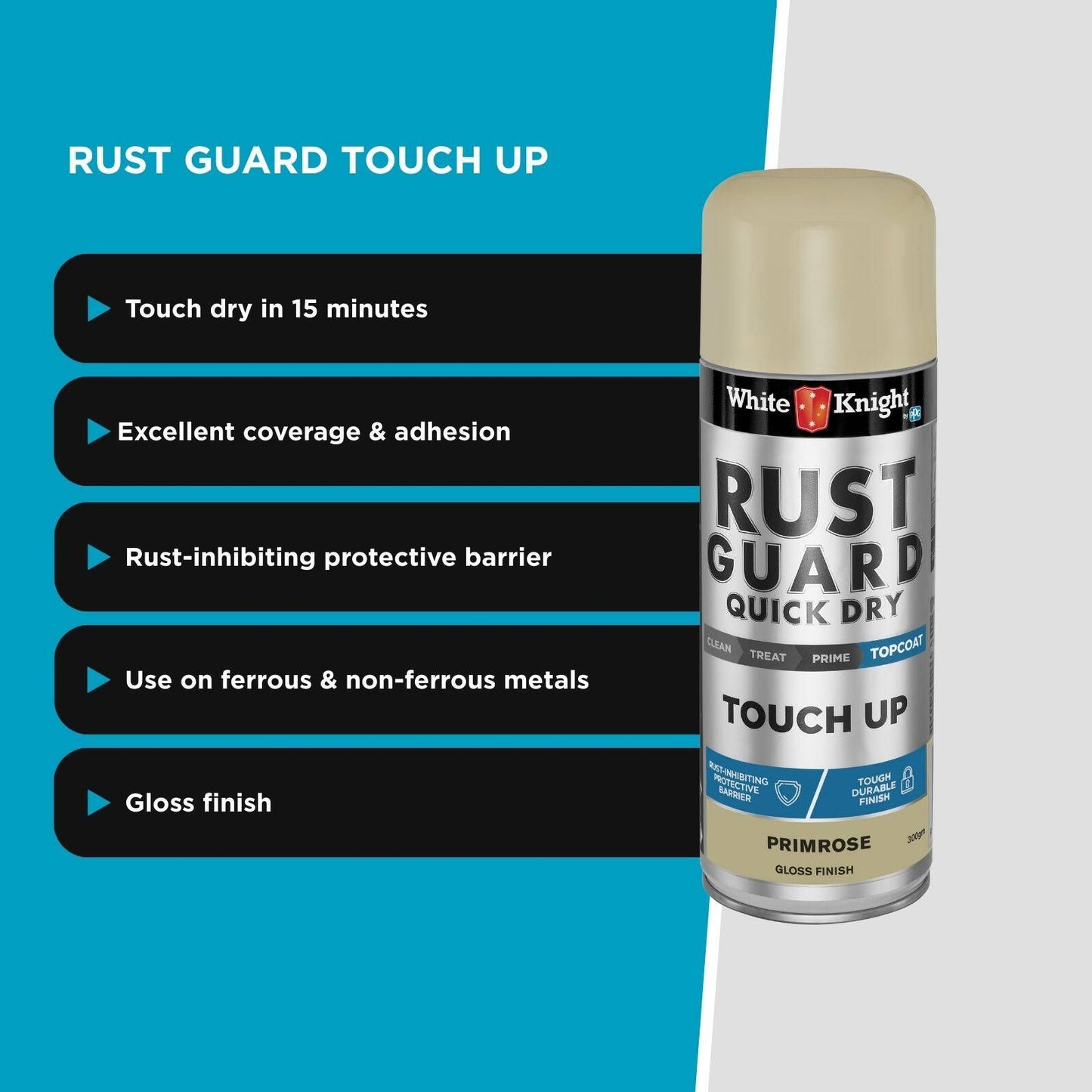 White Knight Rust Guard Touch Up Spray Paint - 300g - Primrose Gloss