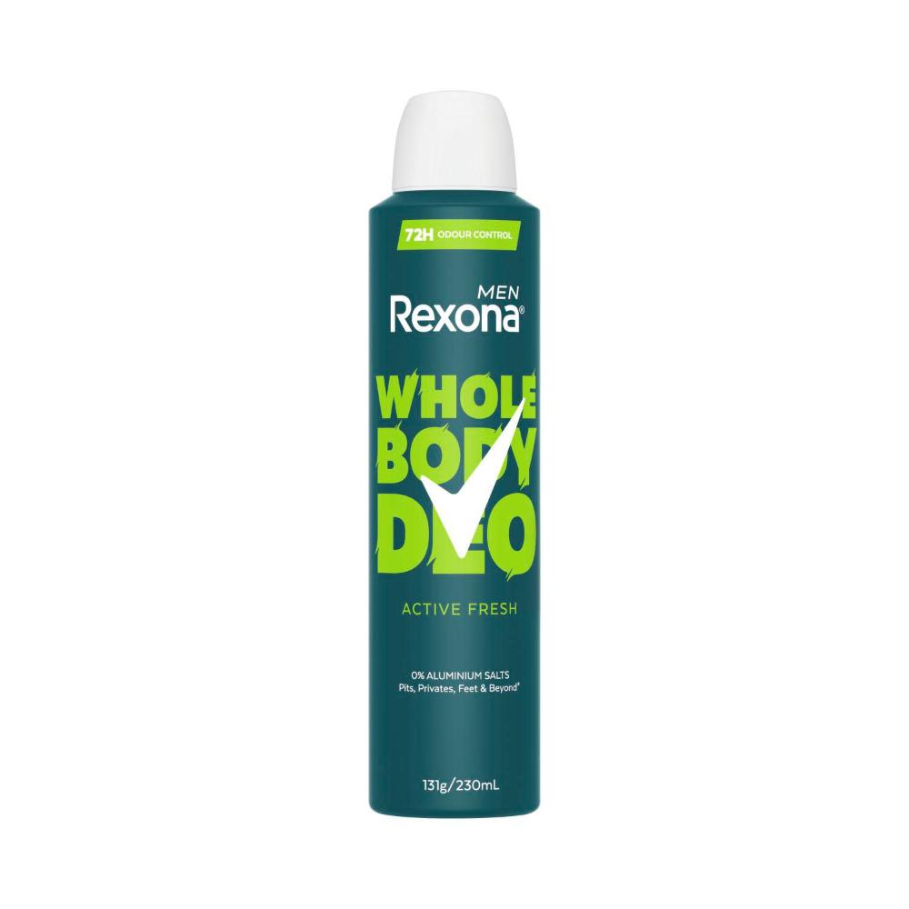 Rexona Mens Whole Body Deodorant Spray Active Fresh - 230mL