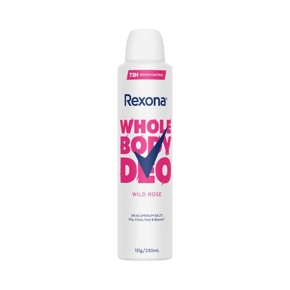 Rexona Womens Whole Body Deodorant Aerosol Wild Rose - 230mL