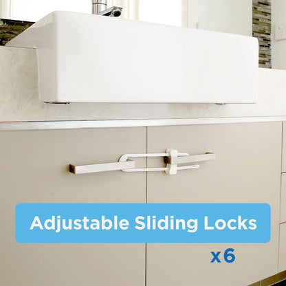 Perma Child Safety Adjustable Sliding Locks - 6 Pack