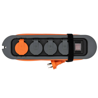 Deta Trade Tuff Heavy Duty Powerboard - 3 Outlet - 3m - Grey/Orange