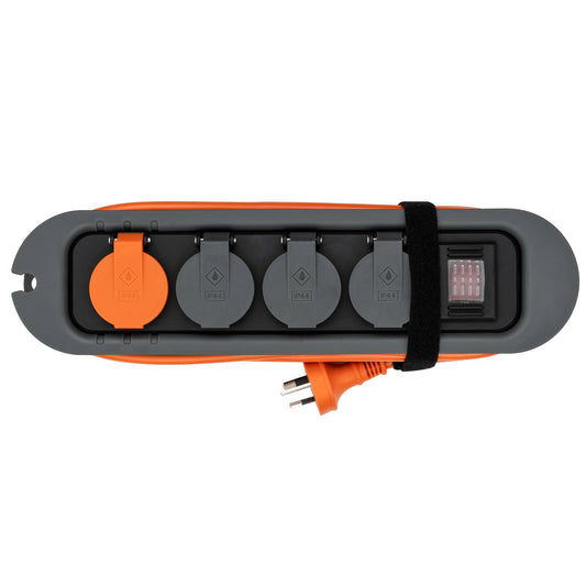 Deta Trade Tuff Heavy Duty Powerboard - 3 Outlet - 3m - Grey/Orange