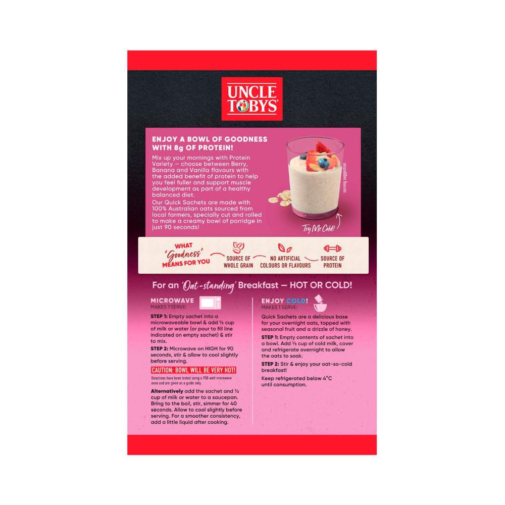 Une Tobys Oats Quick Sachets Protein Variety - 280g
