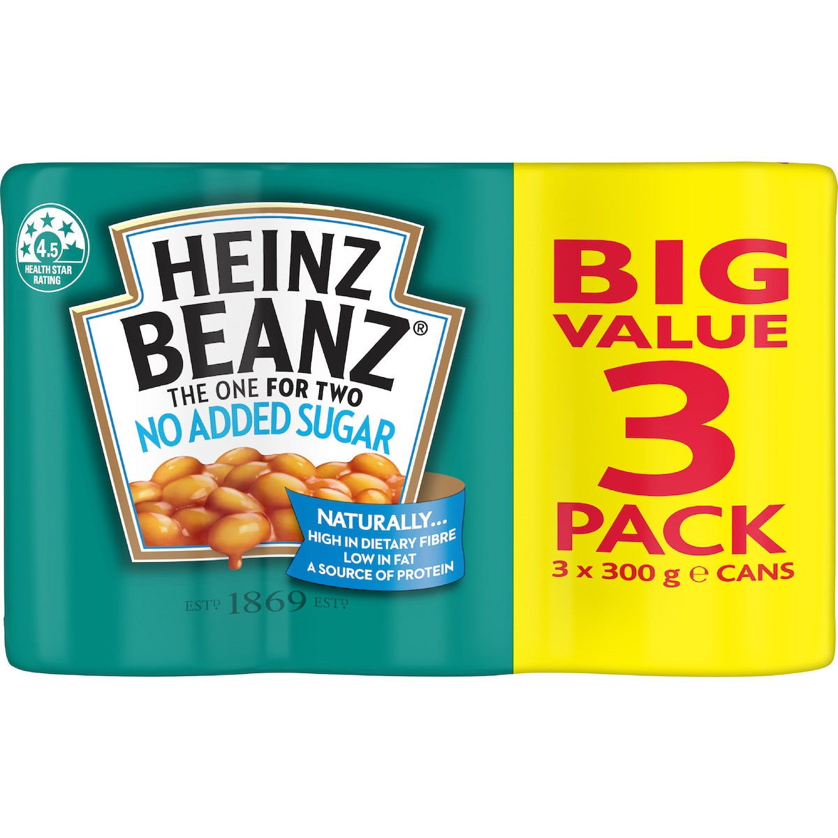 Heinz Baked Beans In Tomato Sauce Canned No Added Sugar 300g X 3 Pack