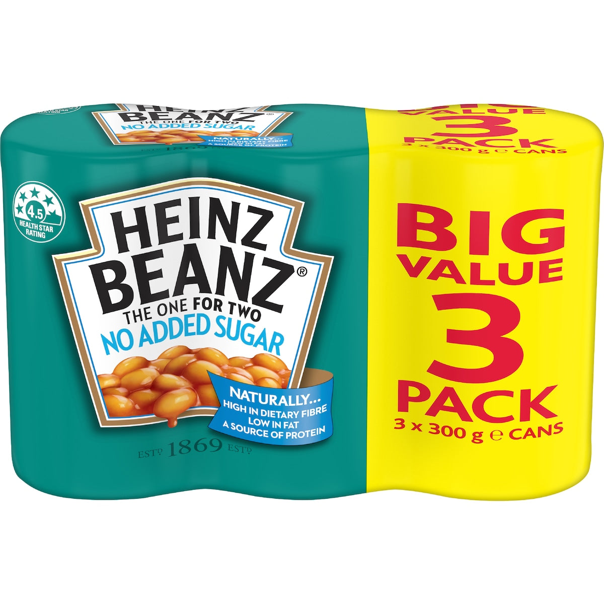 Heinz Baked Beans In Tomato Sauce Canned No Added Sugar 300g X 3 Pack