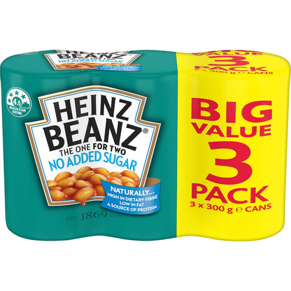 Heinz Baked Beans In Tomato Sauce Canned No Added Sugar 300g X 3 Pack