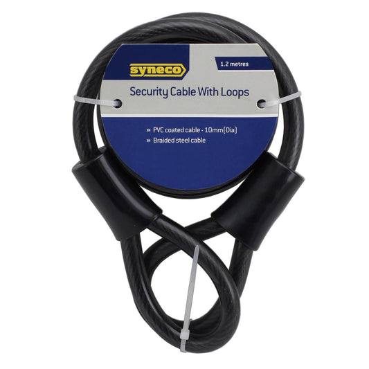 Syneco 1.2m Security Cable Lock with Loop - Black