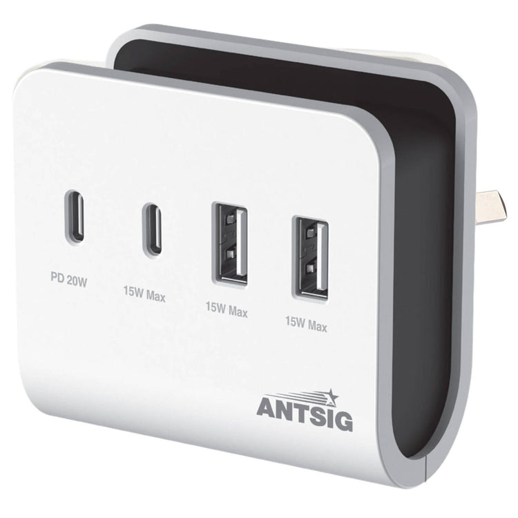 Antsig 20W 4 Port USB Wall Charger White