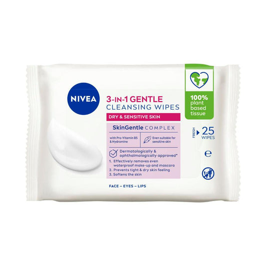 Nivea Gentle eansing Wipes Dry & Sensitive Skin - 25 pack