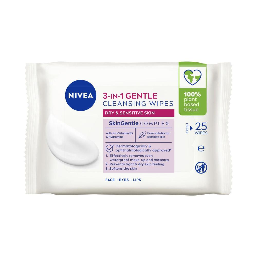Nivea Gentle Cleansing Wipes Dry & Sensitive Skin - 25 pack
