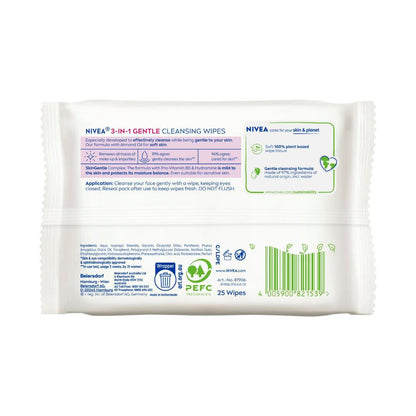 Nivea Gentle eansing Wipes Dry & Sensitive Skin - 25 pack