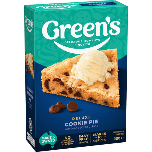 Greens Deluxe Choc Chip Cookie Pie Mix 400g