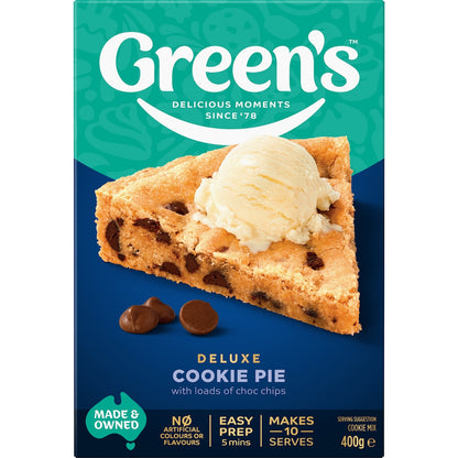 Greens Deluxe Choc Chip Cookie Pie Mix 400g