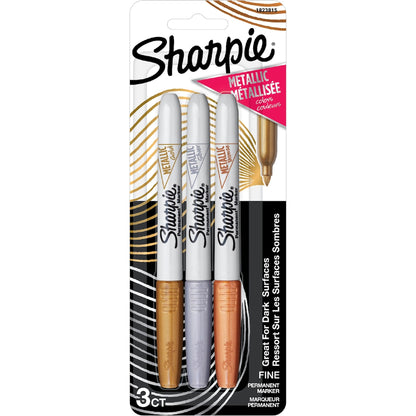 Sharpie Permanent Marker Pens Fine Metallic Colours 3 Pack