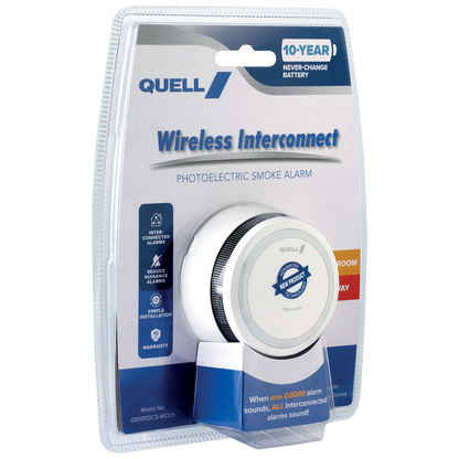 Quell Q5000 Wireless Interconnect Photoelectric Smoke Alarm - 10 Year