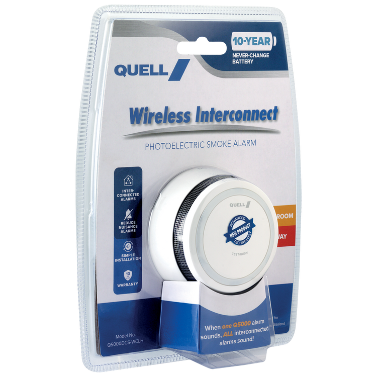 Quell Q5000 Wireless Interconnect Photoelectric Smoke Alarm Suits Living Room Or Hallway
