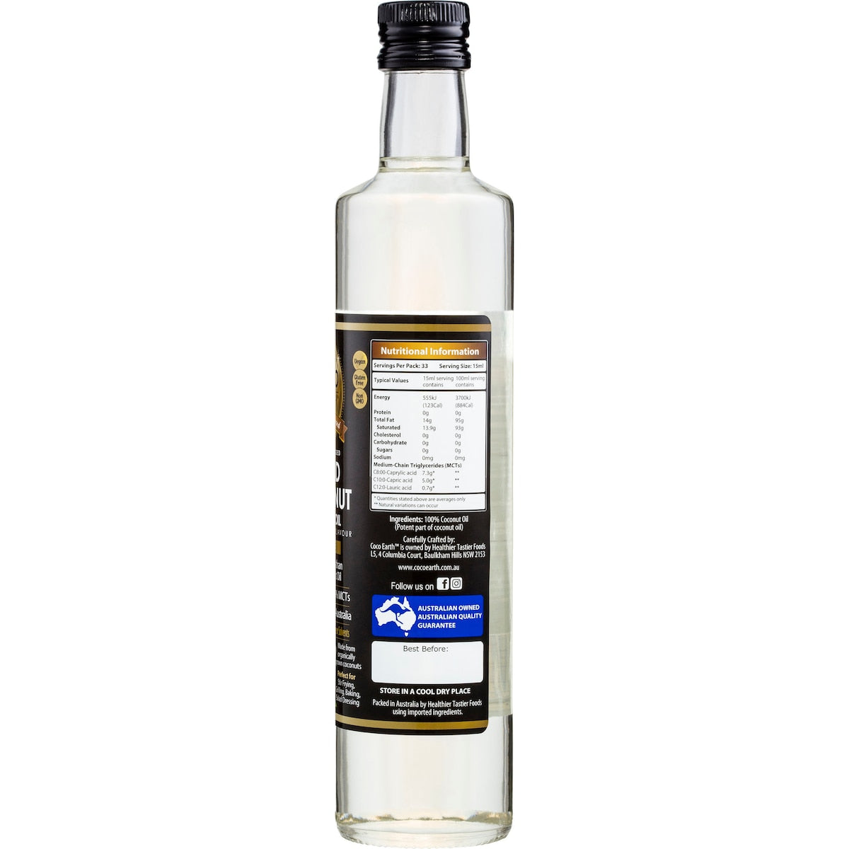 Coco Earth Mct Liquid Coconut Oil 500ml