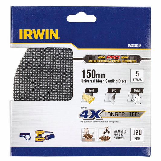 Irwin Orbital Sanding Disc - 150mm - Silicon Carbide - 120 Grit - 5 Pack