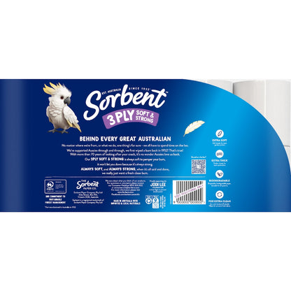 Sorbent Soft & Strong 3 Ply Toilet Paper 10 Pack