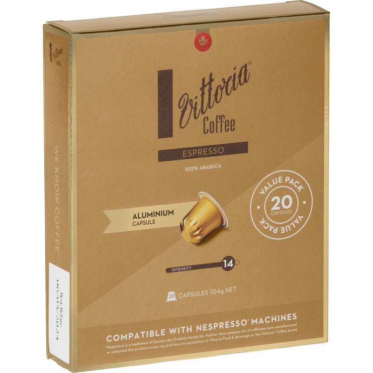 Vittoria Espresso Nespresso Compatible Coffee Capsules Pack 20