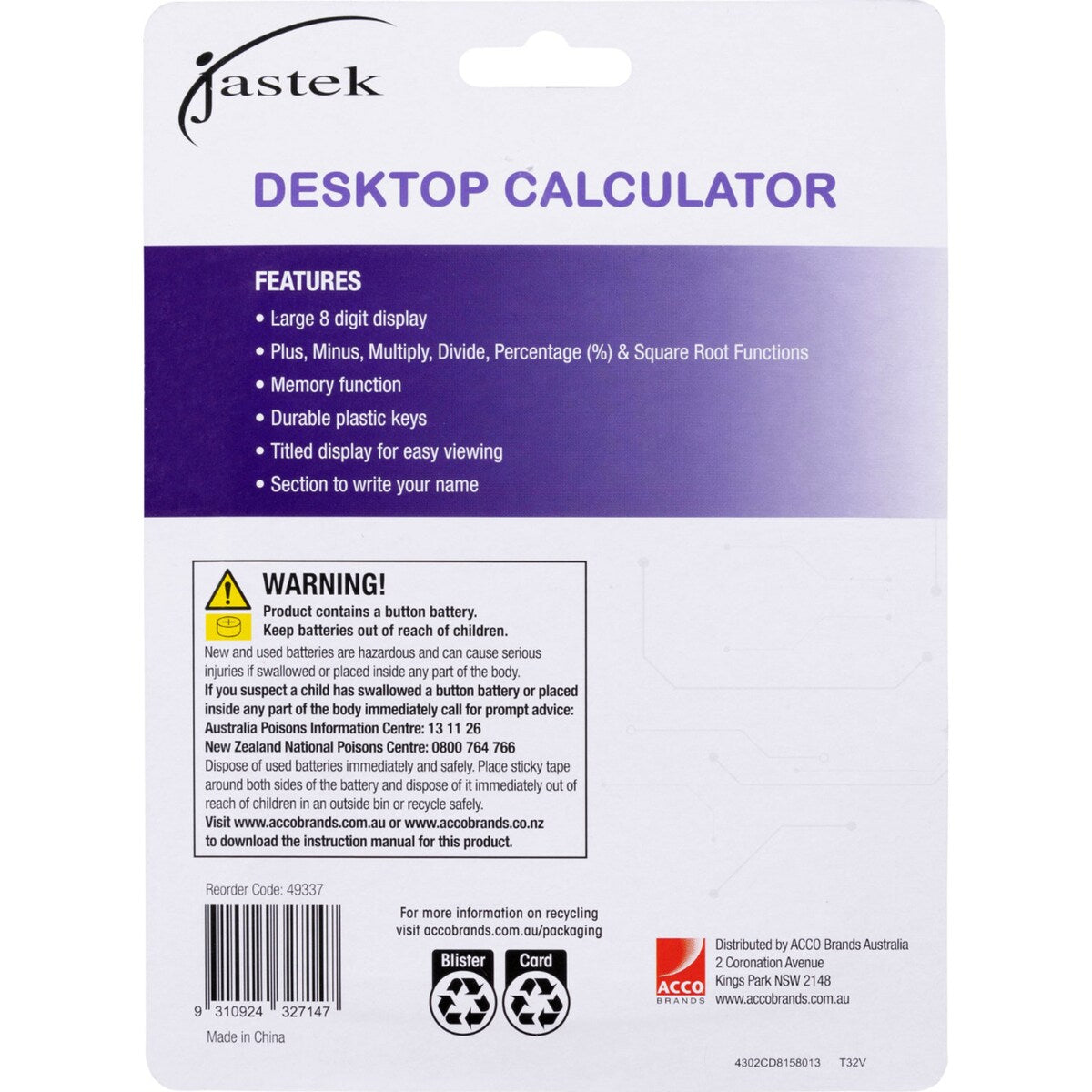 Jastek Desktop Calculator Compact Each
