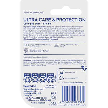Nivea Lip Care & Protection Spf 50+ 4.8g
