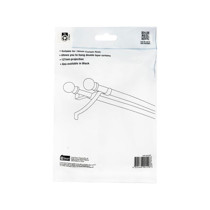 Windoware Double Stayed Curtain Rod Bracket - 127mm - 2 Pack - White