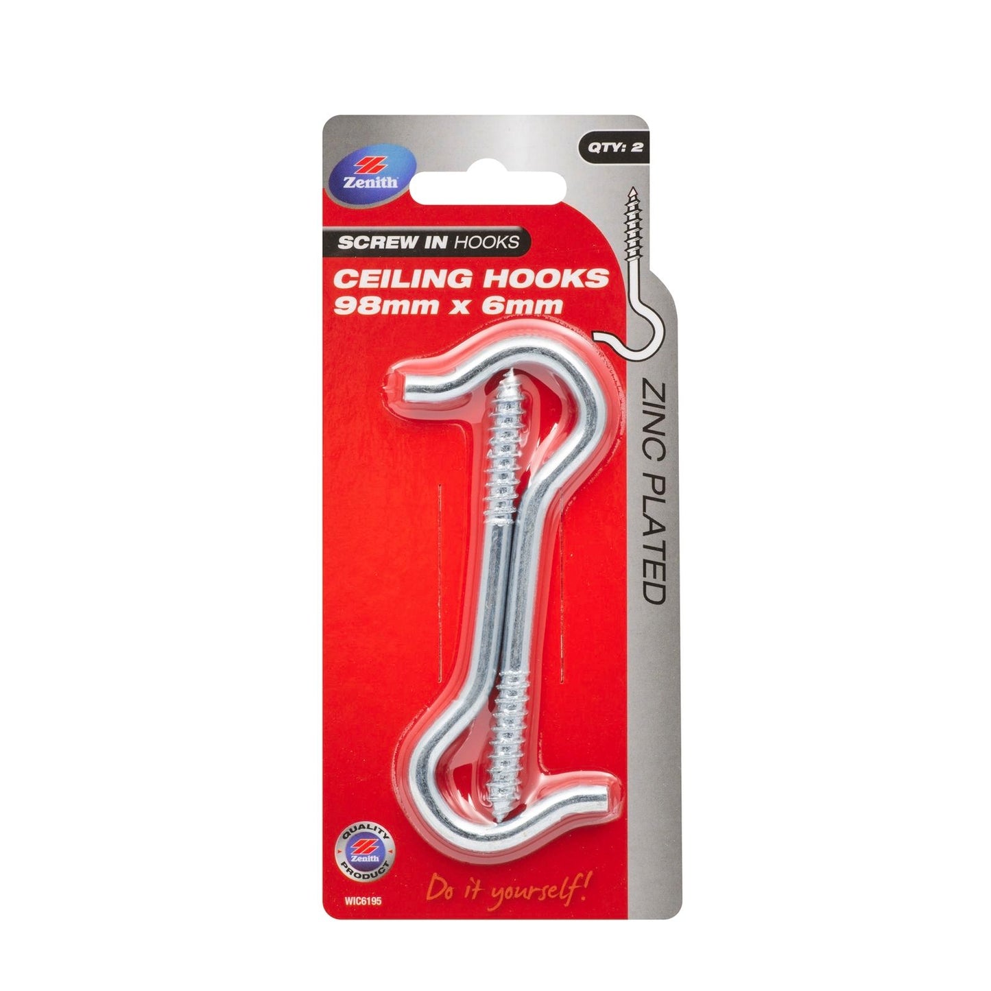 Zenith Ceiling Hook - 98 x 6mm - 2 Pack