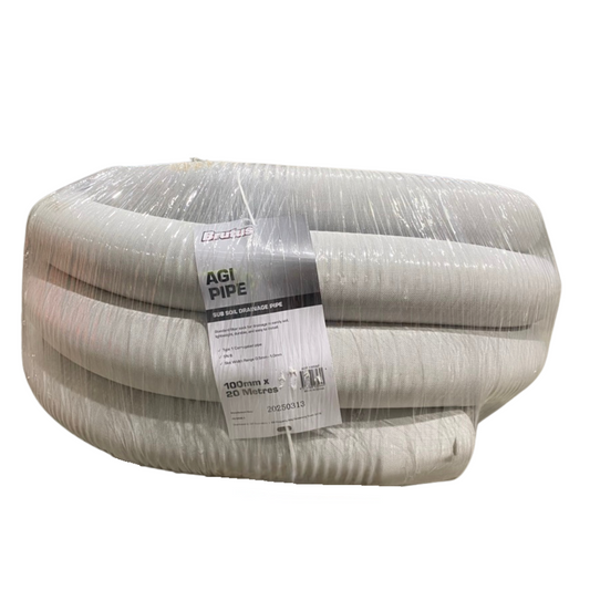 Brutus Subsoil Drainage Agi Pipe 100mm x 20m - Slotted & Socked