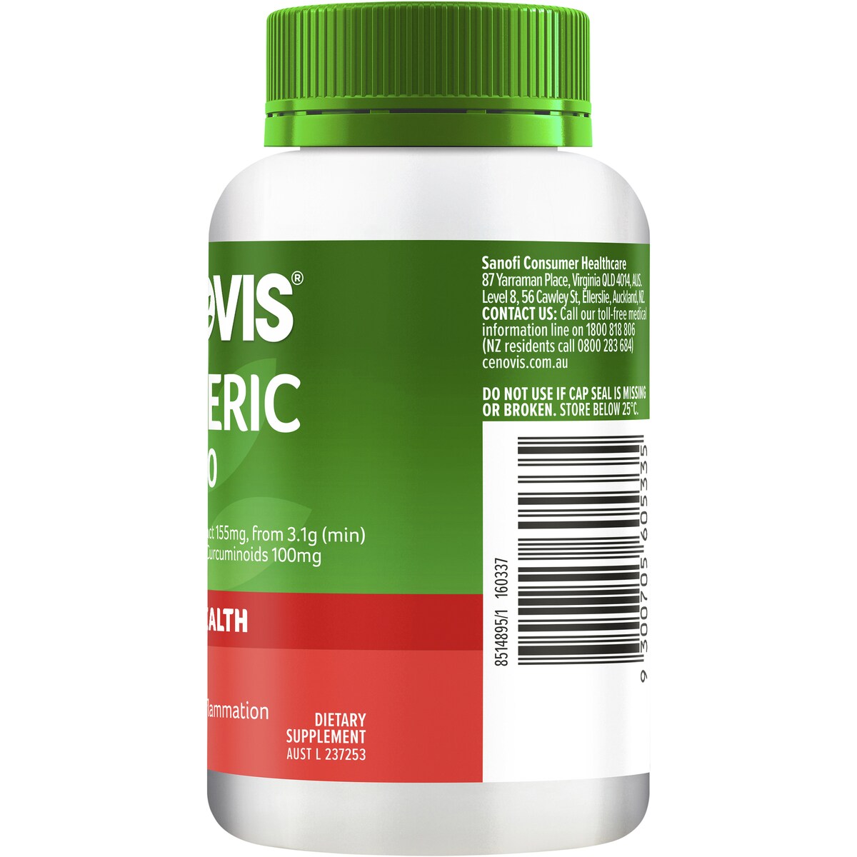 Cenovis Turmeric 3100 Capsules With Curcuminoids For Joint Health 80 pack